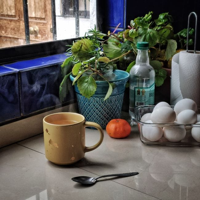 Clean kitchen benchtop with natural light